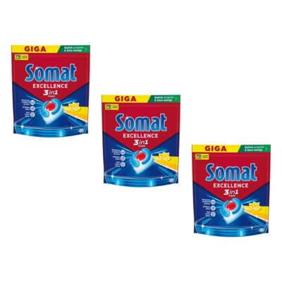 Kapsułki do zmywarki SOMAT Excellence Caps 3w1 Lemon - 210 szt.