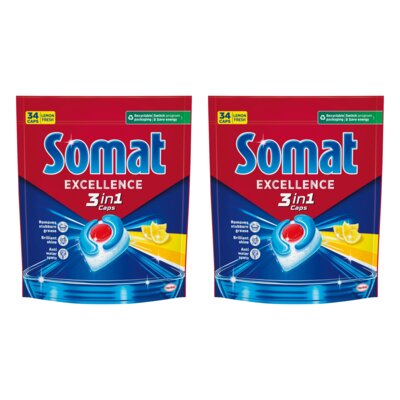 Kapsułki do zmywarki SOMAT Excellence Caps 3w1 Lemon - 68 szt.
