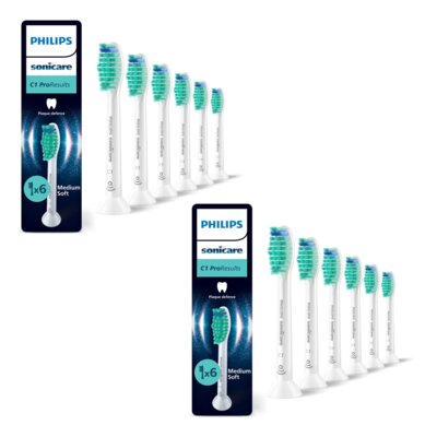 Oryginalna końcówka szczoteczki PHILIPS Sonicare C1 HX6016/87 Średnio miękkie włókna (12 szt.) (Usuwanie płytki bakteryjnej)