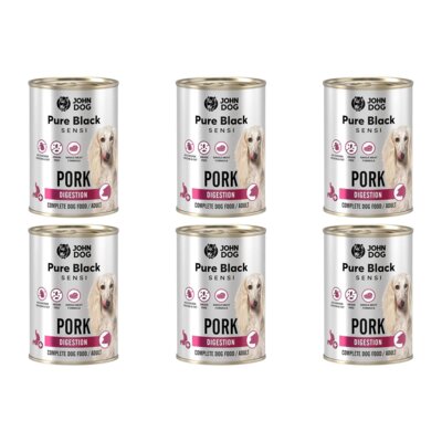 Karma dla psa JOHN DOG Pure Black Sensi Digestion Wieprzowina 6 x 400 g