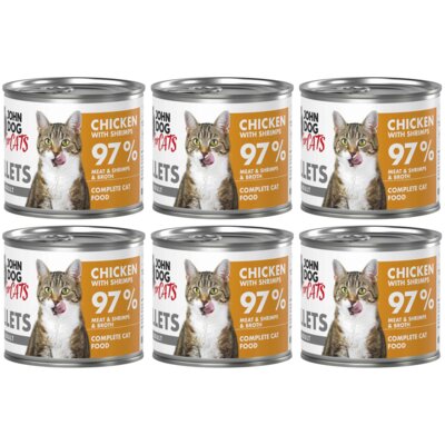 Karma dla kota JOHN DOG For Cats Kurczak z krewetkami filety 6 x 140 g