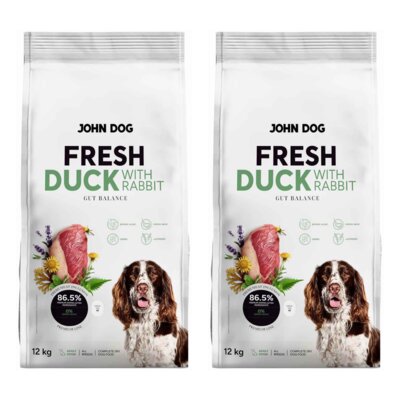 Karma dla psa JOHN DOG Fresh Kaczka z królikiem 2 x 12 kg