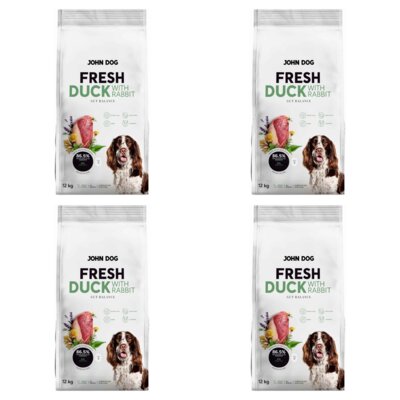 Karma dla psa JOHN DOG Fresh Kaczka z królikiem 4 x 12 kg