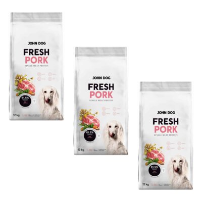 Karma dla psa JOHN DOG Fresh Wieprzowina 3 x 12 kg