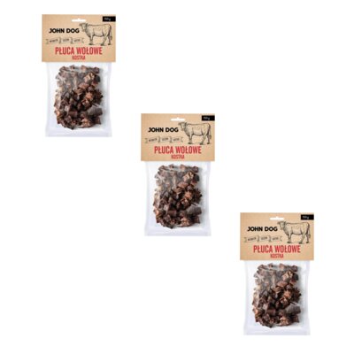 Przysmak dla psa JOHN DOG Płuca wołowe kostka 3 x 150 g