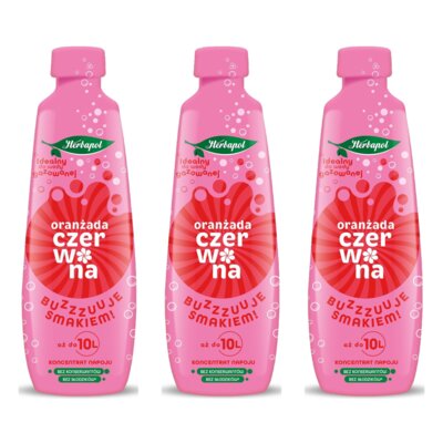 Koncentrat napoju HERBAPOL Oranżada Czerwona 3 x 405 ml
