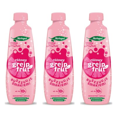Koncentrat napoju HERBAPOL Różowy Grejpfrut 3 x 405 ml