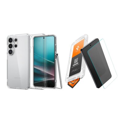 Etui SPIGEN Ultra Hybrid do Samsung Galaxy S26 Ultra Przezroczysty + Szkło hartowane SPIGEN Glas.tR EZ Fit Pro HD do Samsung Galaxy S26 Ultra (2szt.)