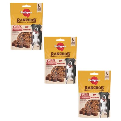 Przysmak dla psa PEDIGREE Ranchos Cubes z wołowiną 3 x 70 g