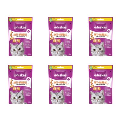 Przysmak dla kota WHISKAS Anti-Hairball 6 x 50 g
