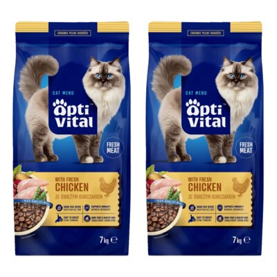 Karma dla kotów OPTIVITAL Kurczak 2 x 7 kg