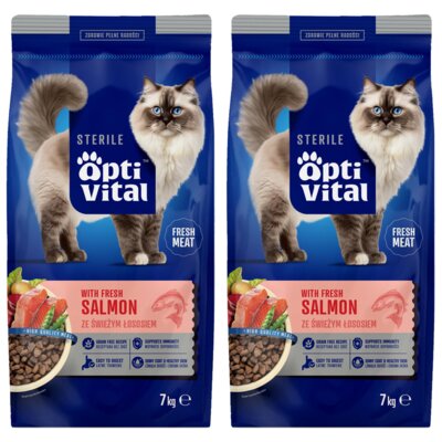 Karma dla kotów OPTIVITAL Łosoś 2 x 7 kg