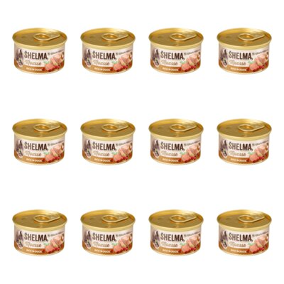 Karma dla kota SHELMA Kaczka z żurawiną i tymiankiem 12 x 85 g