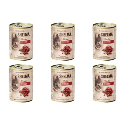 Karma dla kota SHELMA Pate Wołowina z żurawiną 6 x 400 g