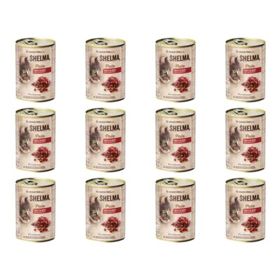 Karma dla kota SHELMA Pate Wołowina z żurawiną 12 x 400 g