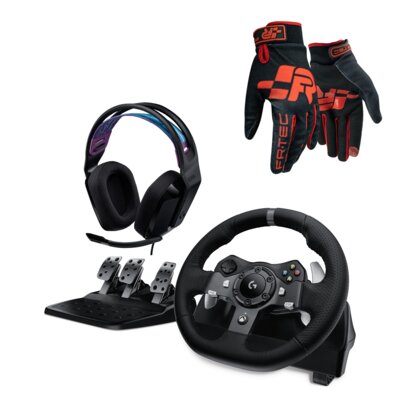 Kierownica LOGITECH G920 (PC/XBOX ONE) + Słuchawki LOGITECH G335 + Rękawice do simracingu FR-TEC Pro