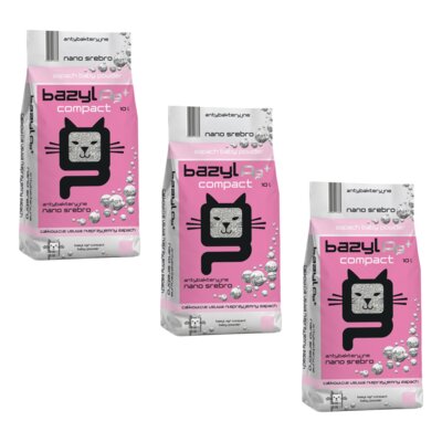 Żwirek dla kota BAZYL Ag+ Compact Baby Powder 3 x 10 L