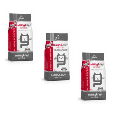 Żwirek dla kota BAZYL Ag+ White 3 x 10 L