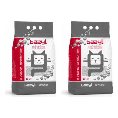 Żwirek dla kota BAZYL Ag+ White 2 x 5 L