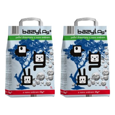 Żwirek dla kota BAZYL Ag+ Pellet 2 x 7 L