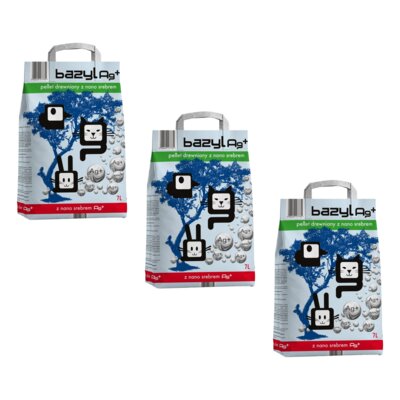 Żwirek dla kota BAZYL Ag+ Pellet 3 x 7 L