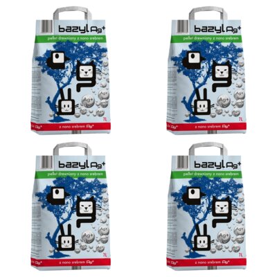 Żwirek dla kota BAZYL Ag+ Pellet 4 x 7 L