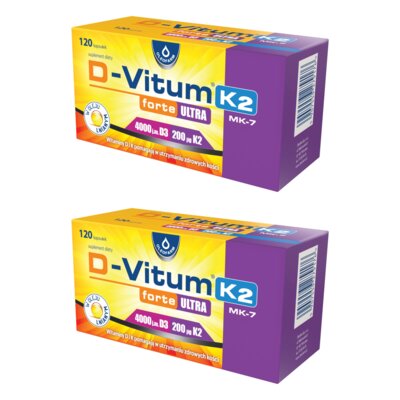Kompleks witamin OLEOFARM D-Vitum K2 Forte Ultra 4000 j.m (2 x 120 kapsułek)