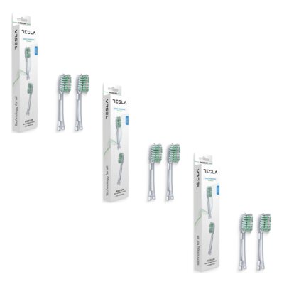Oryginalna końcówka szczoteczki TESLA Ionic Powered Zielony (6 szt.) (Średnio miękkie)