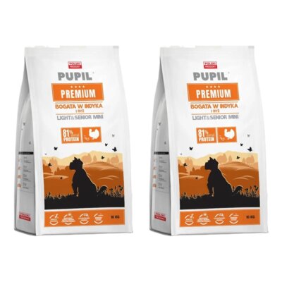 Karma dla psa PUPIL PREMIUM Light & Senior Mini Bogata w indyka i ryż 2 x 10 kg