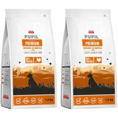 Karma dla psa PUPIL PREMIUM Light & Senior Mini Bogata w indyka i ryż 2 x 1.6 kg