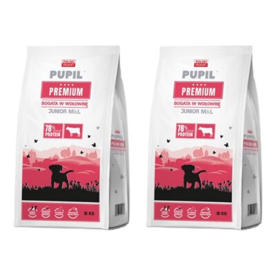 Karma dla psa PUPIL PREMIUM Junior Medium & Large Bogata w wołowinę 2 x 12 kg