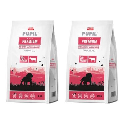 Karma dla psa PUPIL PREMIUM Junior XL Bogata w wołowinę 2 x 12 kg