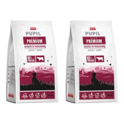 Karma dla psa PUPIL PREMIUM Adult Mini Bogata w wołowinę 2 x 10 kg