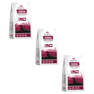 Karma dla psa PUPIL PREMIUM Adult Mini Bogata w wołowinę 3 x 10 kg