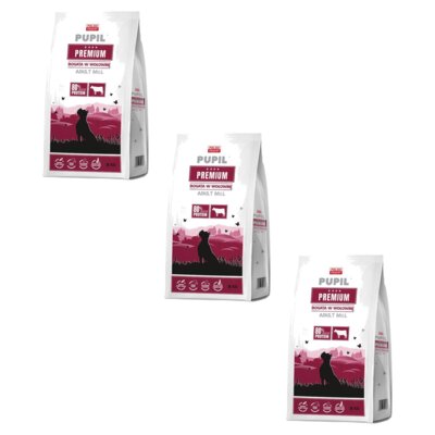 Karma dla psa PUPIL PREMIUM Adult Medium & Large Bogata w wołowinę 3 x 12 kg