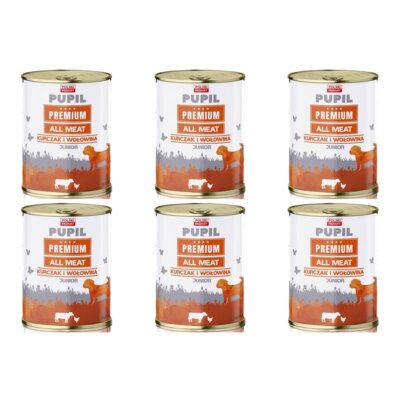 Karma dla psa PUPIL PREMIUM All Meat Junior Kurczak i wołowina 6 x 800 g