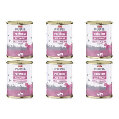 Karma dla psa PUPIL PREMIUM All Meat Junior Indyk i cielęcina 6 x 800 g