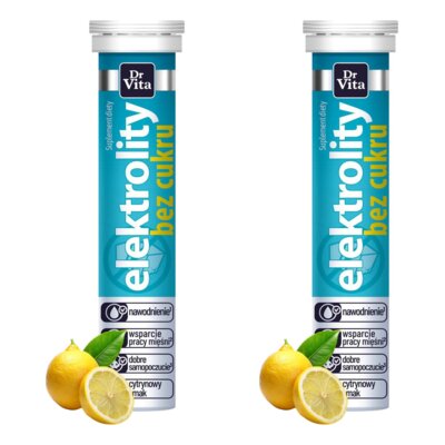 Elektrolity DR VITA Bez cukru Cytrynowy (40 tabletek)