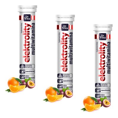 Elektrolity DR VITA Multiwitamina Pomarańcza-marakuja (60 tabletek)