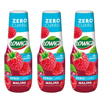 Syrop do saturatorów ŁOWICZ Malina 3 x 500 ml bez cukru