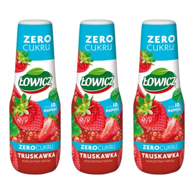 Syrop do herbaty ŁOWICZ Truskawka Zero Cukru 3 x 400 ml
