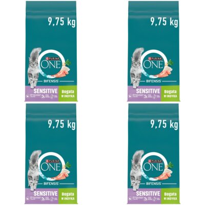 Karma dla kota PURINA ONE Sensitive Cat Indyk z ryżem 4 x 9.75 kg