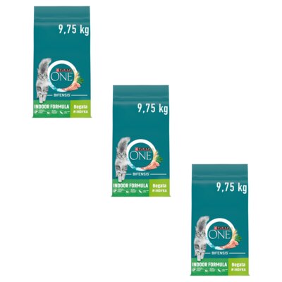 Karma dla kota PURINA ONE Indoor Formula Cat Indyk z pszenicą 3 x 9.75 kg