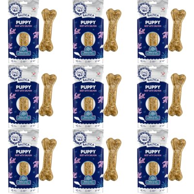 Przysmak dla psa BALTICA Puppy Kość z wołowiną i łososiem 9 x 70 g