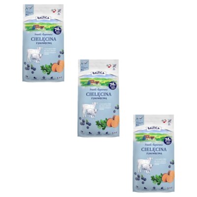 Karma dla psa BALTICA Smak Regionów Adult Cielęcina z jagnięciną M/L 3 x 3 kg