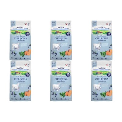 Karma dla psa BALTICA Smak Regionów Adult Cielęcina z jagnięciną M/L 6 x 3 kg