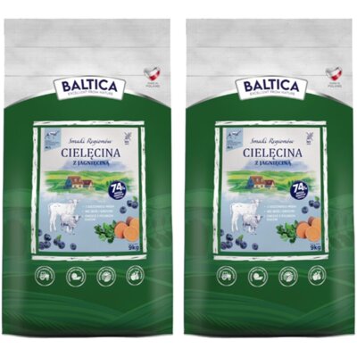 Karma dla psa BALTICA Smaki Regionów Adult Cielęcina z jagnięciną M/L 2 x 9 kg