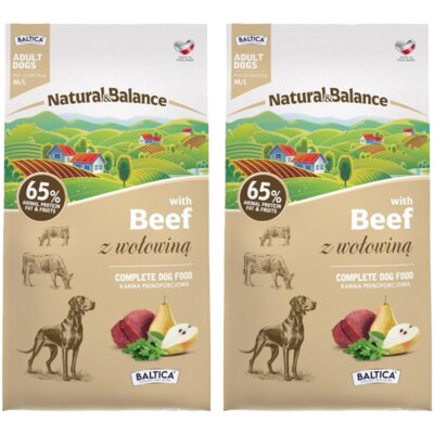 Karma dla psa BALTICA Natural & Balance z wołowiną M/L 2 x 9 kg