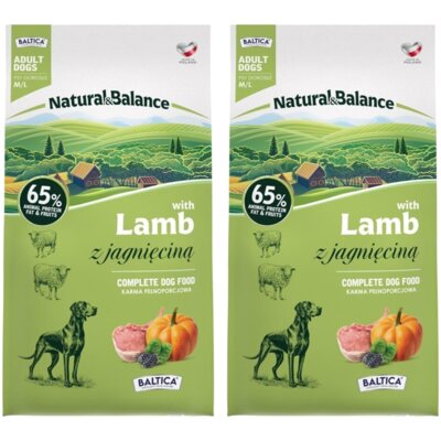 Karma dla psa BALTICA Natural & Balance z jagnięciną M/L 2 x 9 kg