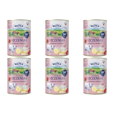 Karma dla psa BALTICA Smaki Regionów Szczeniak Jagnięcina z bananem 6 x 400 g